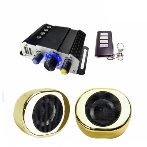 DHsdlpLU Kit Altoparlante Stereo Audio per Moto con Lettore Bluetooth Altoparlante Antifurto Ricarica per Telefono Cellulare Navigazione Vocale con Funzione,Silver