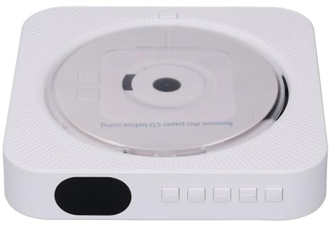 POENVFPO CD -Player Tragbar mit Fernbedienungsschutz -Wall Mount Player für Schüler Bildungsmaterialien und Englischlernen (White)