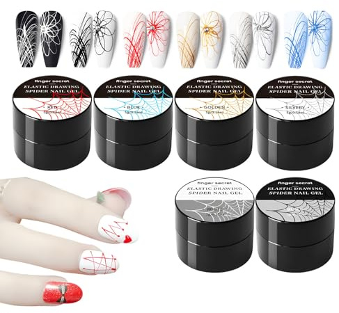 Spinnengel - 5ml Nagellack Set Mit 6 Farben | Spider Gel Für Feine Linien | UV LED Härtendes Nail Design Gel | Drahtzeichnungs Für Nägel Handyhülle Papierkunst | Tragbare -Farben