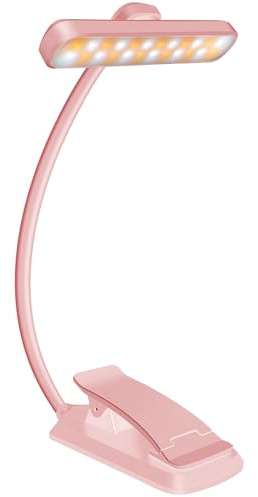 karidi 24 LED Luz de Lectura Recargable 360°, lampara lectura 5 Tonos, USB-C, Pinza para Libros/Tablet, 80H Cuidado Ocular, Regalo Estudiantes/Niños/Ancianos (Sin Deslumbrar) (blanco)
