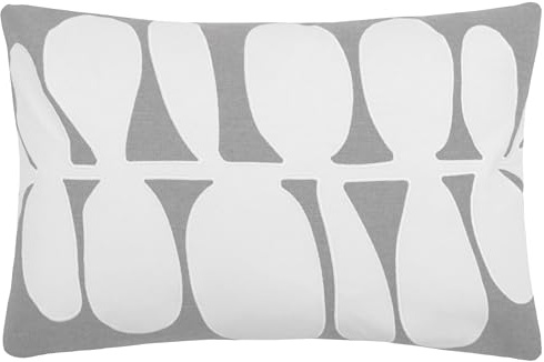 Voyage Maison Guava Feather Filled Cushion – 100% Cotton Abstract Leaf Appliqué Decorative Pillow (Steel - 40x60cm)
