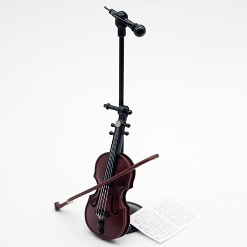 Miniatur Violine, Winzige Violine Mini Musikinstrument, Miniaturmodell Puppenhaus, Möbel Handwerk Ornament für Puppenhaus Feengarten Dekoration