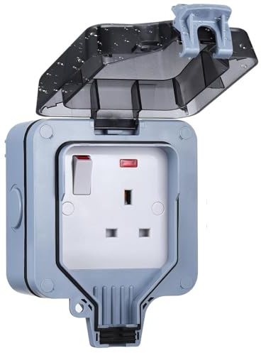 Outdoor Weatherproof Wall Socket Box, 13A Single Waterproof Electrical Outlet