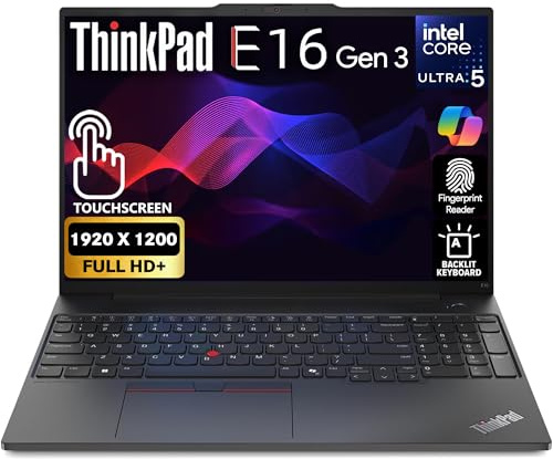 Lenovo ThinkPad E16 Gen 3, FHD+ pantalla táctil de 16 pulgadas, Intel Ultra 5-225U, 16 GB de RAM, 512 GB SSD, huellas dactilares, teclado retroiluminado, WiFi 6E + BT, RJ-45, cámara web FHD, Win 11