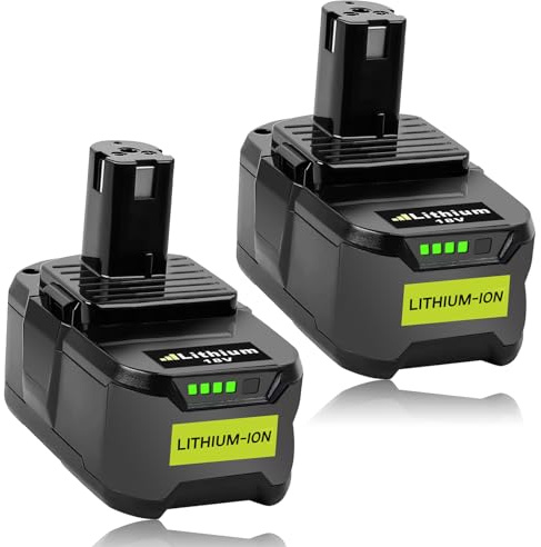 P108 2X 18V 5500mAh Lithium Replacement for Ryobi 18V Battery P108 Rb18L50 RB18L40 RB18L25 RB18L15 RB18L13 P107 P122 P104 P105 102 P103 for Ryobi Battery Exemoro