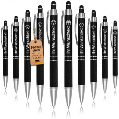 Truevaste 100er Personalisierte Kugelschreiber mit Gravur, 2in1 Metall-Kugelschreiber Touchpen mit Logo Name, Blau Tinte, Werbegeschenke für Unternehmen, Geschenk für Lehrer Studenten Kollegen