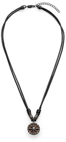 s.Oliver Herren Schmuck – Halskette & Armband aus Leder und Edelstahldetails mit Haizahnanhänger – Klassisch, Stilvoll und Maskulin – Perfekte Geschenkidee