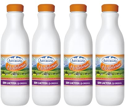 PACK 4 - Leche Asturiana Hostelería Sin Lactosa Original 1,5L | Sabor Auténtico | Rendimiento Óptimo en Cafetería | Ideal Baristas y Restauración