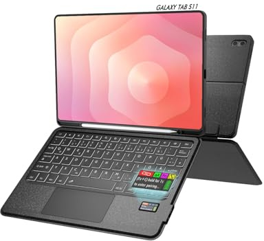 Tastaturhülle mit LCD-Display für Samsung Tab S11 2025 11(SM-X730/736B) | Abnehmbare Bluetooth-Tastatur mit Trackpad, 7-farbige Hintergrundbeleuchtung. Wiederaufladbar, QWERTZ für Samsung Galaxy Tab