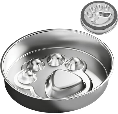 Antideslizante de Acero Inoxidable para Perros Acero Inoxidable con Base | Para Control de Peso y Modificación de Conducta para Hogar, Salón, Comedor, Apartamento, Control de Peso y