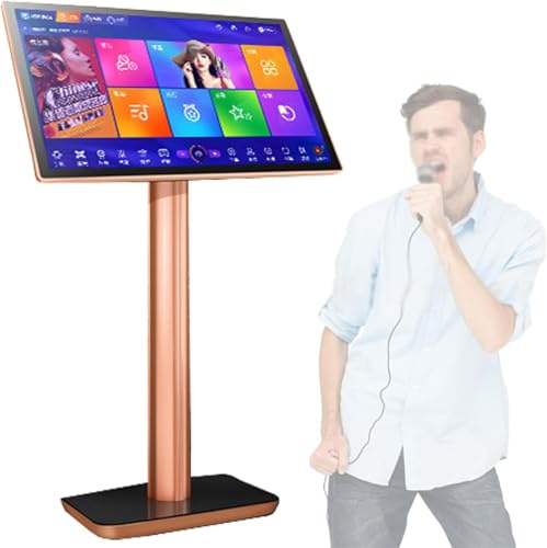 Máquina de karaoke con pantalla táctil 4K HD, micrófono inalámbrico y altavoz, pantalla de 19.5 pulgadas con control de aplicación, incluye función de reverberación