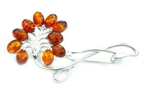 925 plata de ley y joyas de ámbar Báltico – broche 4031