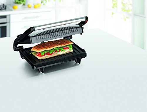 gourmetmaxx 09898 Turbo-Grill Kompakt | 700 W | fettfrei Grillen | Antihaftbeschichtung, schwarz/silber