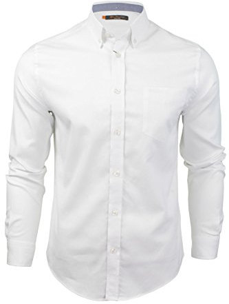 Ben Sherman Mens Long Sleeve Button Down Classic Cotton Oxford Shirt - White