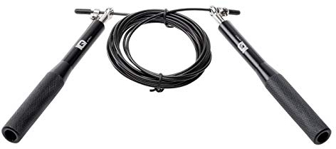 IQ Springseil Speed Jump Rupe Fitnessseil für Sport, Fitness, Training, Cardio - verstellbar - Erwachsene und Kinder - 300cm - Pro Jump, Schwarz/Silber