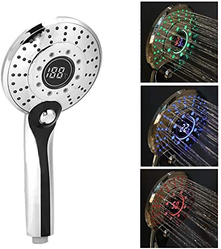 Garsent LED Handbrause Temperatur Farbwechsel Duschkopf, Wassersparend Smart Handheld Brausekopf für Badezimmer Dsuche