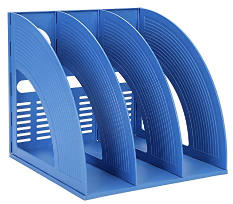 Zeitschriftensammler Kunststoff Stehsammler Schreibtisch Organisation mit 3 Fächern Abnehmbar Magazinständer Zeitschriften Bücher Organizer Blau Speicherorganisator für Büro Arbeitszimmer Zuhause