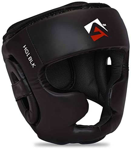 AQF Kopfschutz Boxen, Boxing Gesichtsschutz, MMA Kickboxen Kampfsport Helm, Muay Thai Schutzhelm, Box Training Headgear Schoner, Boxhelm Für Taekwondo, Sparring Karate, Schwarz Head Guard (L)