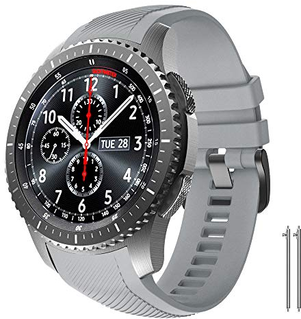 NotoCity Keine Lücke Armband für Samsung Gear S3 Classic/Frontier/Galaxy Watch 46mm, 22mm Silikon Ersatz Uhrenarmbänder für Gear S3 Classic/ S3 Frontier (Dunkelgrau)
