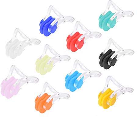 Lot de 20 pinces à nez pour nager, couleurs assorties