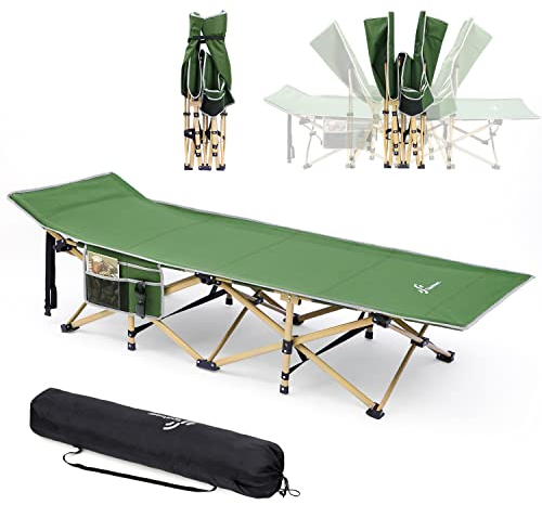 Sportneer Campingbett mit Transporttasche für Erwachsene, extra groß, faltbar, Klappbett, Campingbett, Campingbett für Outdoor, Garten, Indoor, 204 kg, Grün