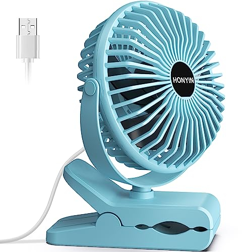 HONYIN Mini Ventilador USB con Clip, 720 Grados de Rotación Ventilador de Sobremesa Pequeño Silencioso, Pinza Ventiladores de Mesa para Hogar, Cama, Oficina y Escritorio