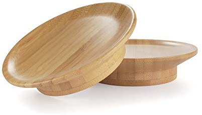 BambooMN Bambus-Untersetzer/Weinglas-Topper, 10,2 cm, vertikaler Schnitt, rund, 4-teiliges Set