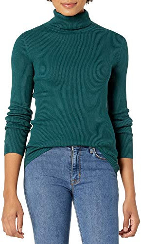 Amazon Essentials Maglione Dolcevita Leggero a Maniche Lunghe vestibilità Aderente Donna, Verde Bosco, S