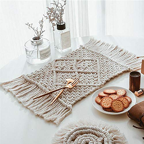 Set Von 2 Baumwolle Platzdeckchen Pflegeleicht Abwaschbar Makramee Geflochtene Tischsets Für Küche Speisetisch, Party Und Verschiedene Dekor