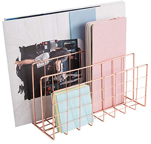 Yeglg Schreibtisch-Briefsortierer, Briefablage, Organizer Post, Bücher, Akten, Broschüren, Postkarten (3 Fächer, rotgold)