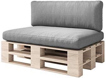 sunnypillow Palettenkissen mit abnehmbarem Bezug Palettenauflage Palettenpolster Palettensofa Sitzkissen Rückenlehne Indoor/Outdoor 2er Set 120 x 80 Grau