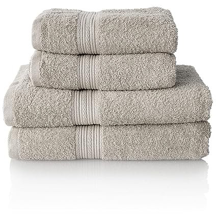 ALCLEAR Premium Frottier Handtuch Set, Frotteeserie in 6 Farben und 5 Größen, Farbe: Silbergrau, 2X Duschtücher 70x140 cm und 2X Handtücher 50x100 cm