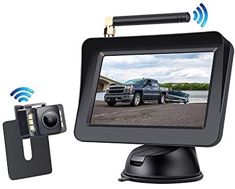 OBEST 4,3 Wireless-Rückfahrkamera-Kit, einfache Installation, wasserdichte Nachtsicht, geeignet für Autos, LKWs, Vans, SUVs