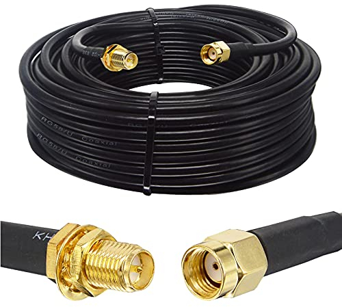Boobrie Kabel RP SMA 15 m Koaxialkabel RG58/U RP-SMA Stecker auf RP-SMA weiblich, Antenne RP SMA mit geringer Verlust, Verlängerung RPSMA für Antenne WiFi 4G Wifi Router Wireless IP Kamera Hotspot