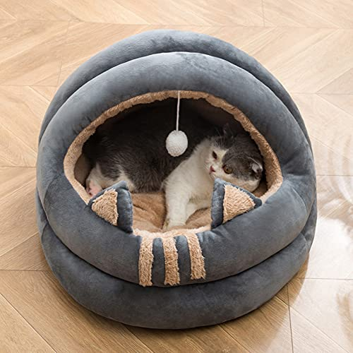 Michorinee Hundebett Katzenbett Haustier Kissen Waschbar Flauschig für Große Hunde und Katzen Kitten Bett Grau Rund Modern Warm Winter Plüsch Hundesofa Katzenkissen (50cm)