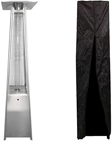 Happy Garden Parasol Chauffant au gaz Stockholm 13kW en INOX + Housse de Protection