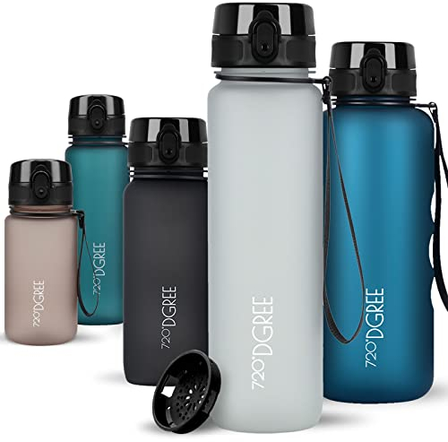 720°DGREE Trinkflasche 650ml “uberBottle“ softTouch +Sieb - BPA-Frei - Wasserflasche auslaufsicher für Kinder, Schule, Sport, Uni, Outdoor, Unterwegs - Tritan Sportflasche - Leicht, Stoßfest