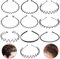 Bomtop 10 Stück Haarreifen Damen Dünn, Haarband Herren, Unisex Schwarzer Metall Headband, Rutschfest Welle Haarreif Männer, Multi-Stil Stirnband Zubehör für Outdoor, Sports, Yoga