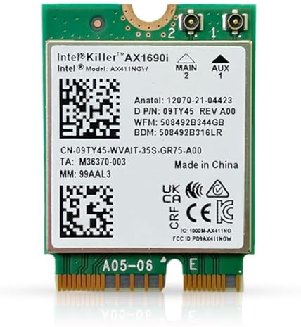 HighZer0 Electronics AX1690i Killer Series Upgraded WiFi 6E Adapter | Gaming WiFi Adapter | CNVio2 M.2 Wifi Card | 3.0 Gbps WiFi for PC | Bluetooth 5.3 Support | Requires Intel 12th+ Gen CPU (AX1690i)