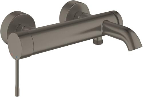 GROHE Einhand-Wannenbatterie Essence 25250_1, Wandmontage, eigensicher, Professional Edition, hard graphite gebürstet