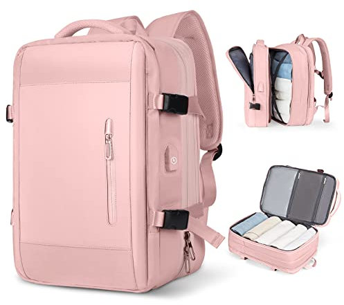 SZLX Zaino Ryanair 40x20x25 Bagaglio a Mano Donna Zaino da Viaggio con Porta USB Borse da Cabina per Easyjet 45x36x20 Zaino per Computer Portatile Impermeabile Borsa Viaggio Uomo Travel Backpack Rosa