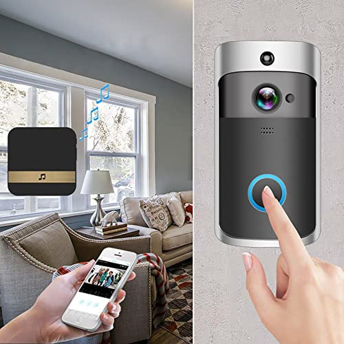 HYueaph Video Doorbell Camera, 2023 Newest Wireless Video Doorbell with Chime HD Night Vision WiFi Rechargeable Security Door Bell, 2-Way Audio, Human Detection,166° Wide Angle,Cloud Storage (Black)