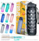 K-MART Sports Water Bottle with Straw and Time Marking, and 32OZ Capacity - Motivational and Eco-Friendly BPA-Free Bottle for Running, Gym, Yoga, Outdoors, and Camping (Style-1, Black)