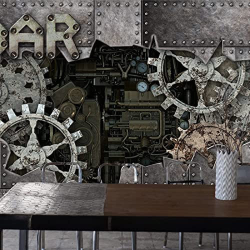 Papier Peint Panoramique Engrenages De Style Industriel Papier Peint Intissé 3D Tapisserie Poster Decoration Murale Chambre Salon