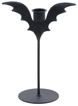 PARTY DISCOUNT NEU Fledermaus Kerzenständer aus schwarzem Metall, Größe ca. 14 cm x 8,5 cm x 19,5 cm