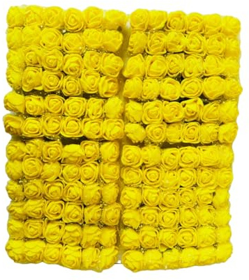 Artificial Flowers Foam Roses Yellow Wedding Flowers Fake Flowers Bridal Bouquets Birthday Wedding Party Flower Arrangement DIY Crafts Accessories Home Party Decoration 144 pcs 3 Pack