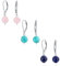 Set Di Tre Semplici Orecchini A Goccia Con Perle Rotonde Di Turchese Rosa Stabilizzate Con Chiusura A Leva Per Donne Argento Sterling .925, Pietra Del Mese Di Dicembre