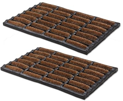Carpido rutschfeste Outdoor Fußmatte aus Gummi & Kokos – Türmatte 40x60 cm im 2er Set für den Außenbereich – Gummi Kokosmatte wetterfest und robust