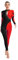 CHICTRY Gymnastikanzug Damen Ganzkörper Langarm Tanzanzug Strass Glitzer Tanzbody Farbblock Patchwork Trikot Leotard Mit Cut Out Dancewear Rot XL