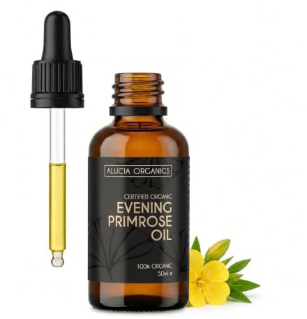 Alucia Organics Evening Primrose Oil 50ml Organic Cold Pressed | Rich in Essential Fatty Acids for Dry Sensitive and Mature Skin with Natural Care for Hair and Nail Beauty Routines